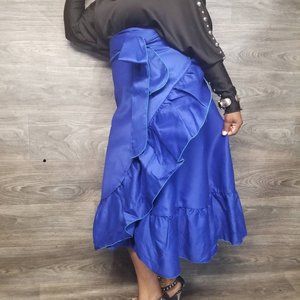 Ruffled midi wrap skirts